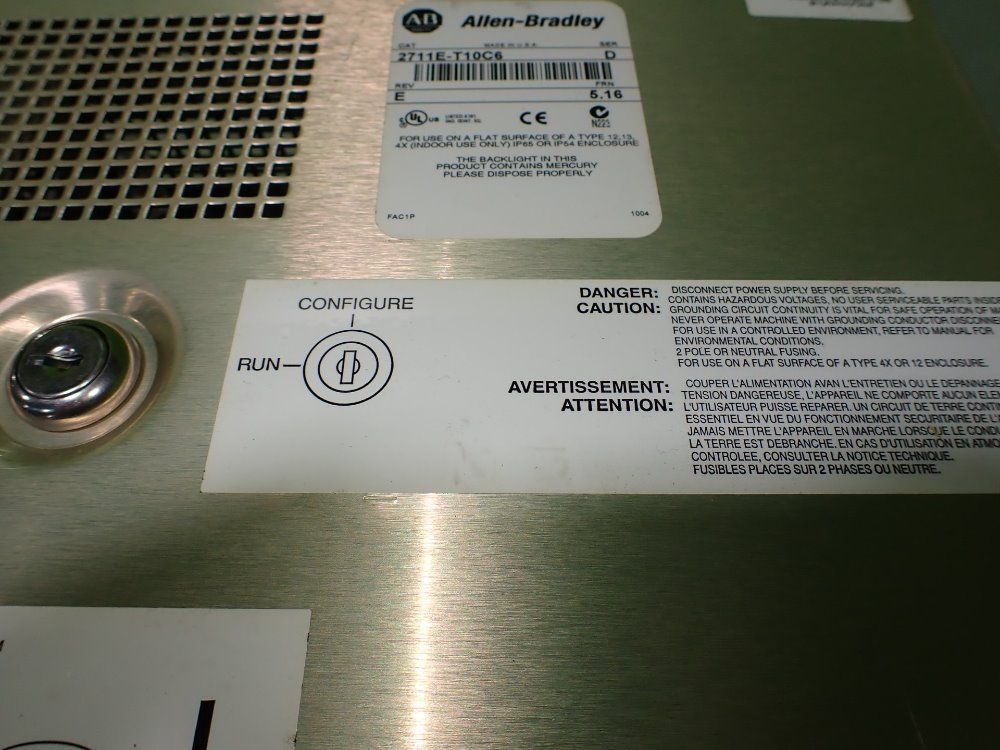 Allen-bradley 2711e-t10c6. Panelview 1000e Operator Panel. - 2711e-t10c6