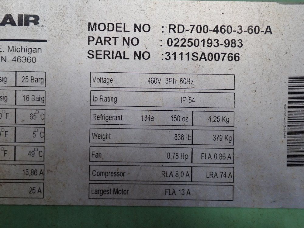 Sullair Air Dryer - Rd-700-460-3-60-s