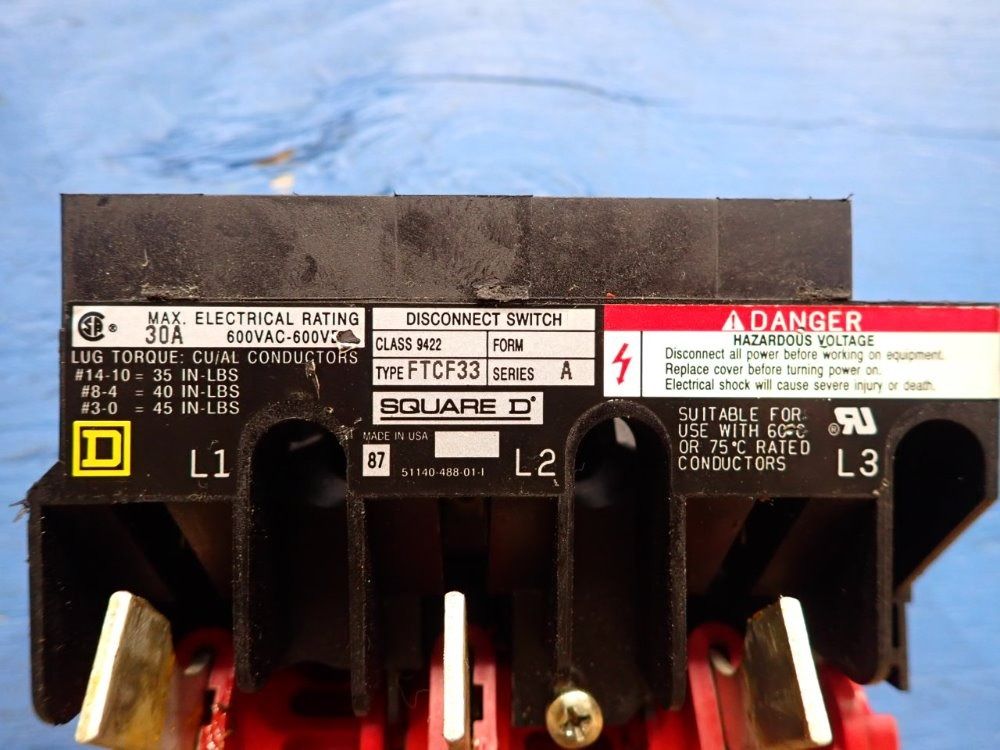 Square D Ftcf33 30a 600vac/dc Fuseblock - Ftcf33