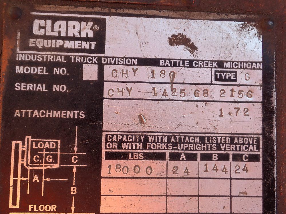 Clark 18000 Lbs Propane Forklift - Chy 180