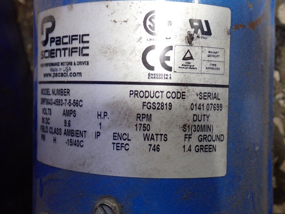 Pacific Scientific 1 Hp Motor - Srf3643-4593-7.5-56c