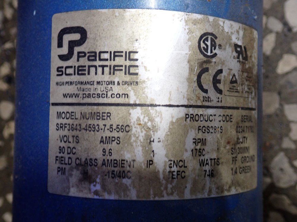 Pacific Scientific 1 Hp Motor - Srf3643-4593-7.5-56c