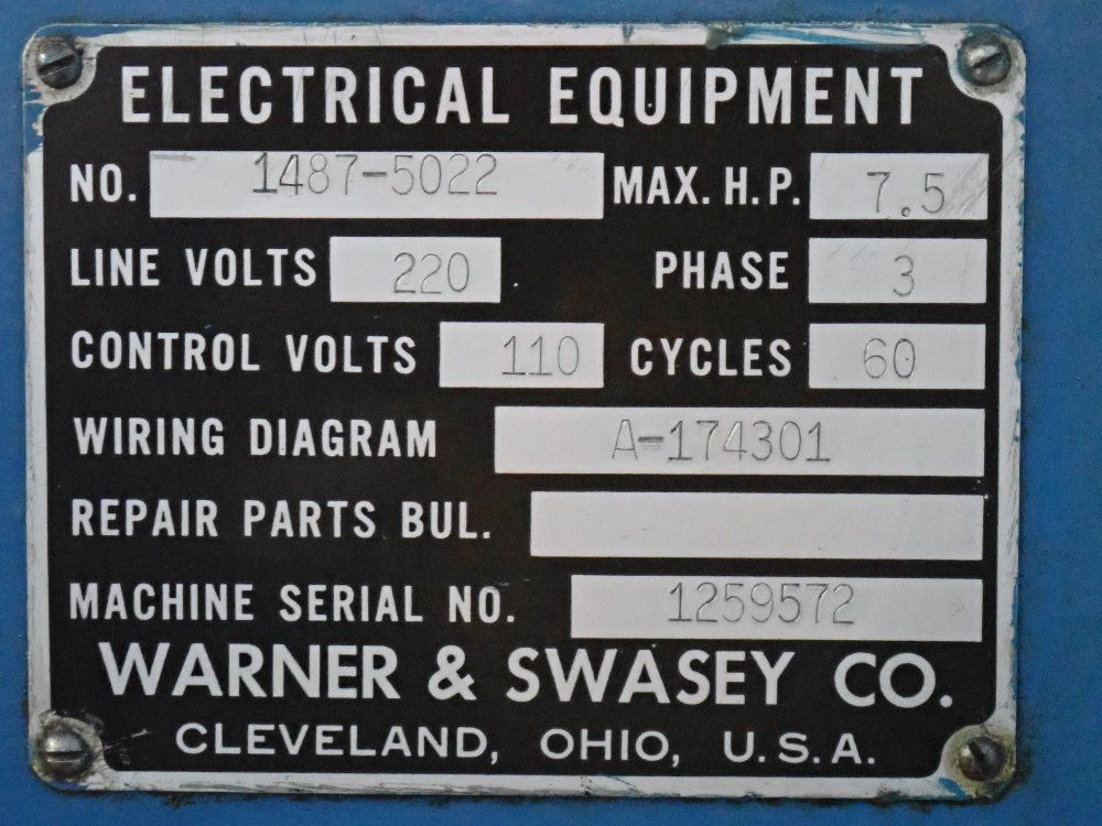 Warner  Swasey Co Turret Lathe
