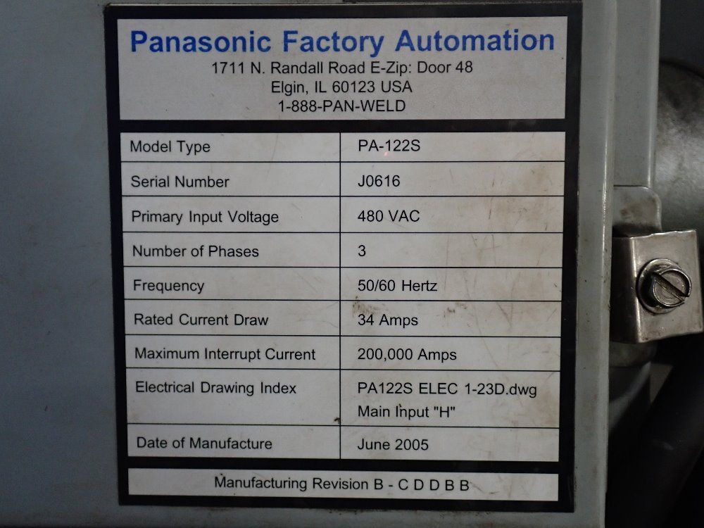 Panasonic 27 Kva Robot Welding System - Pa-122s