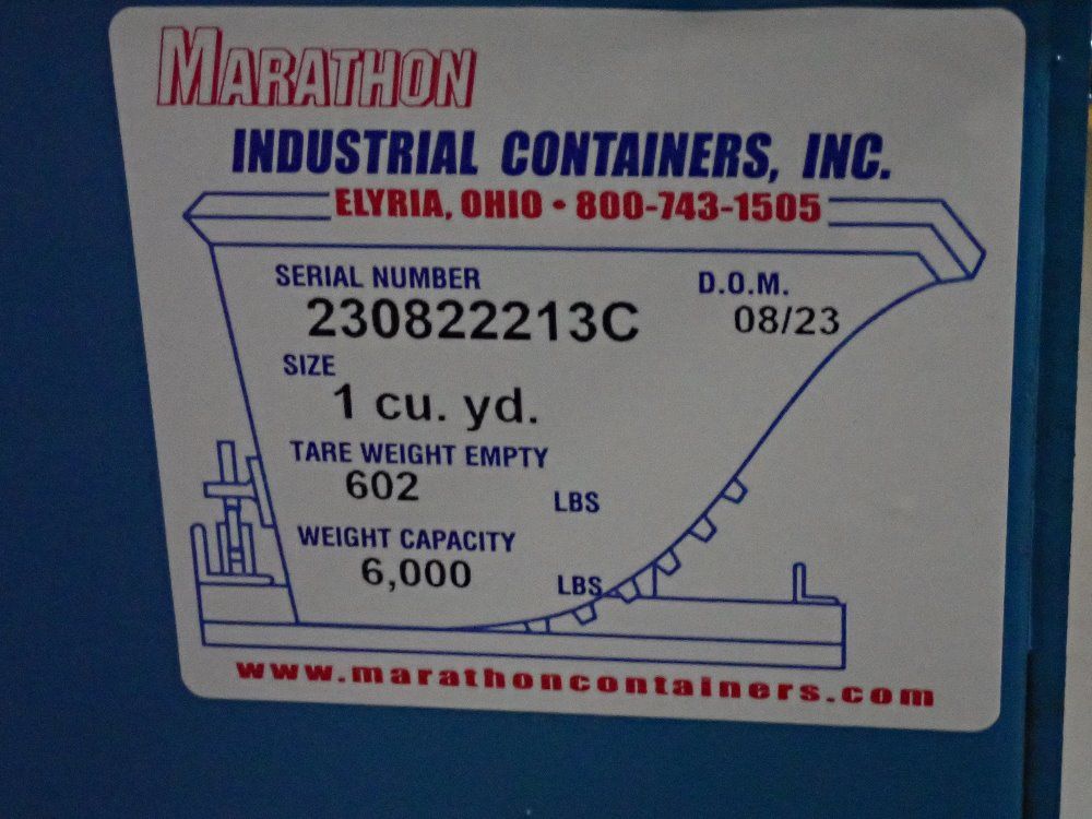 Marathon 1 Cu Yd / 6000# 1 Cubic Yard (6000 Lb Capacity) Self-dumping Hopper With Posi-lock - Hd-100