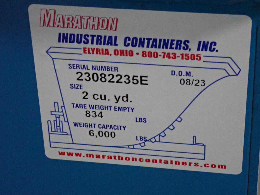 Marathon 2 Cu Yd / 6000# 2 Cubic Yard (6,000 Lb Capacity) Self-dumping Hopper With Posi-lock - Hd-200