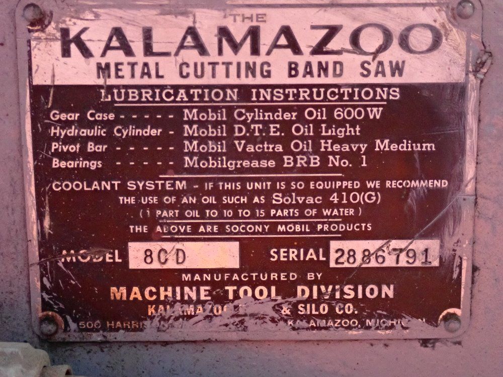 Kalamazoo Horizontal Metal Bandsaw - 8-c-d