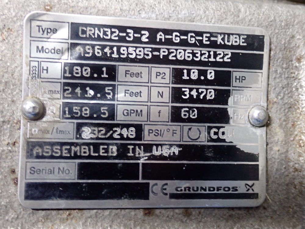 Grundfos 7.5 Hp Pump - Crn32-3-2a-g-e-kube