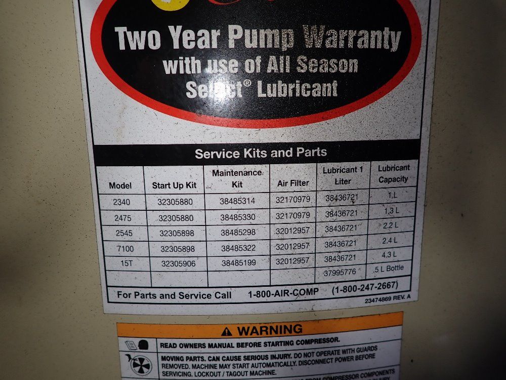 Ingersoll Rand 10 Hp Air Compressor - 2545