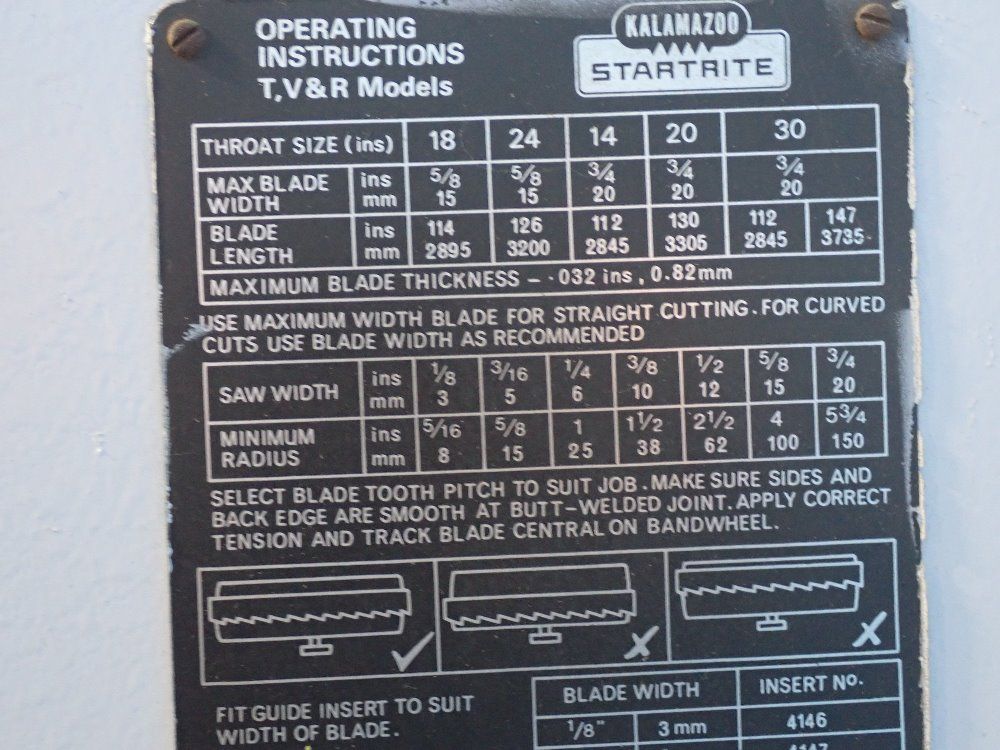 Kalamazoo/startrite 24" X 7.5" Vertical Band Saw