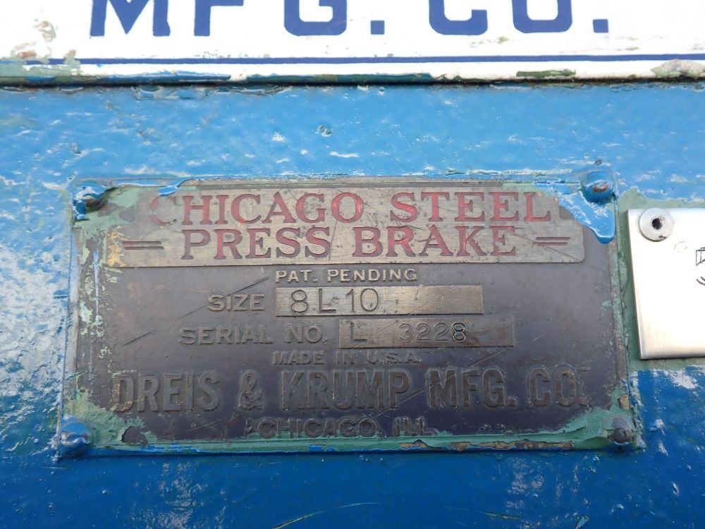 Chicago Steel 50 Ton Press Brake - 8l10