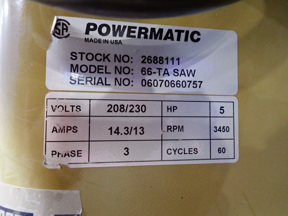 Powermatic 9 1/2" Table Saw - 66-ta Saw