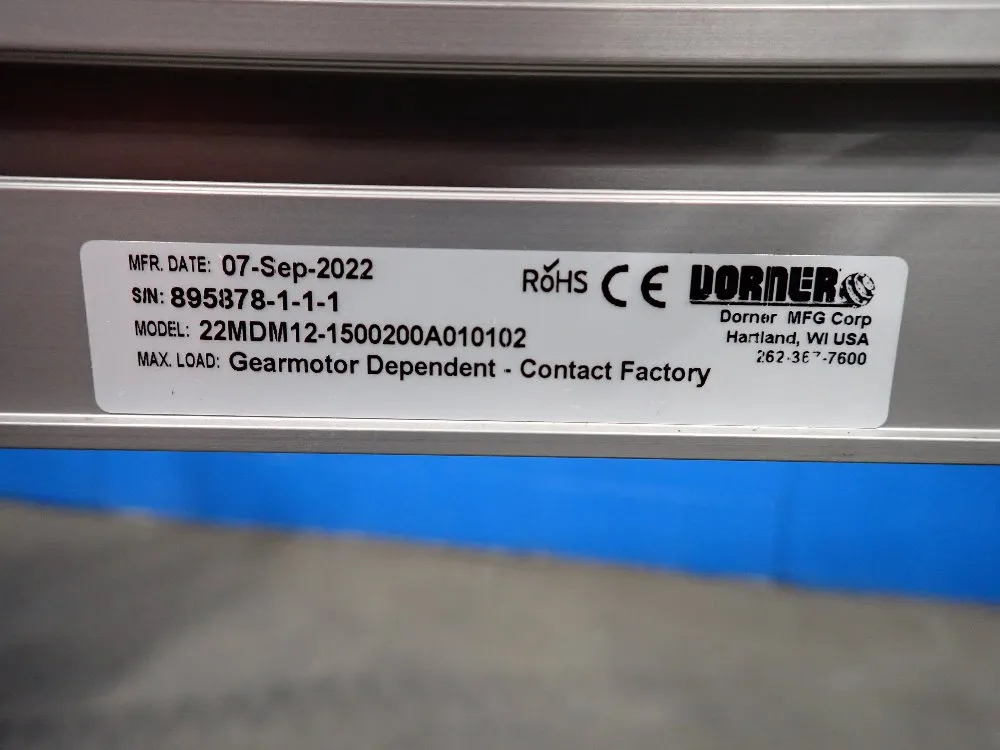 Dorner 12" Belt Width Conveyor - 22mdm12-1500200a010102
