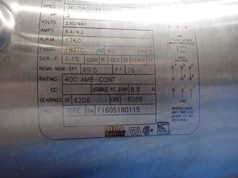 Baldor 3 Hp Washdown Duty Motor - Cssewdm3611t