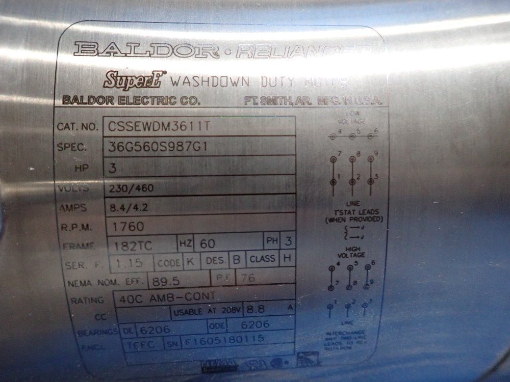 Baldor 3 Hp Washdown Duty Motor - Cssewdm3611t