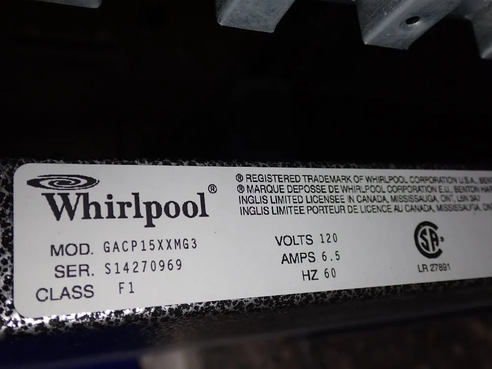 Whirlpool 9" X 16" X 17" Id Trash Compactor - Gladiator Gacp 15xxmg3