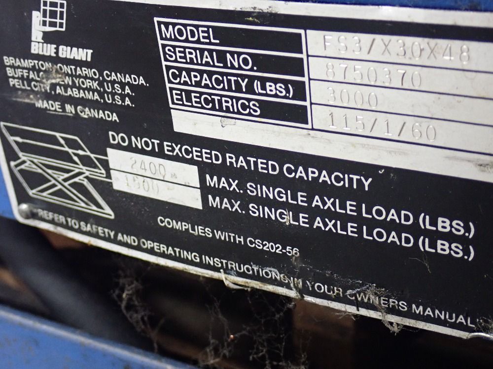 Blue Giant 3000 Lbs./1 Hp Hydraulic Lift Table - Fs3/x30x48