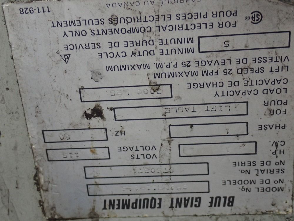 Blue Giant 3000 Lbs./1 Hp Hydraulic Lift Table - Fs3/x30x48