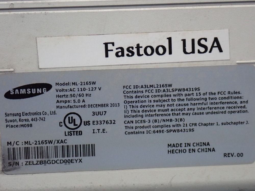 Samsung Electric Co. Ltd. Laser Printer - Ml-2165w