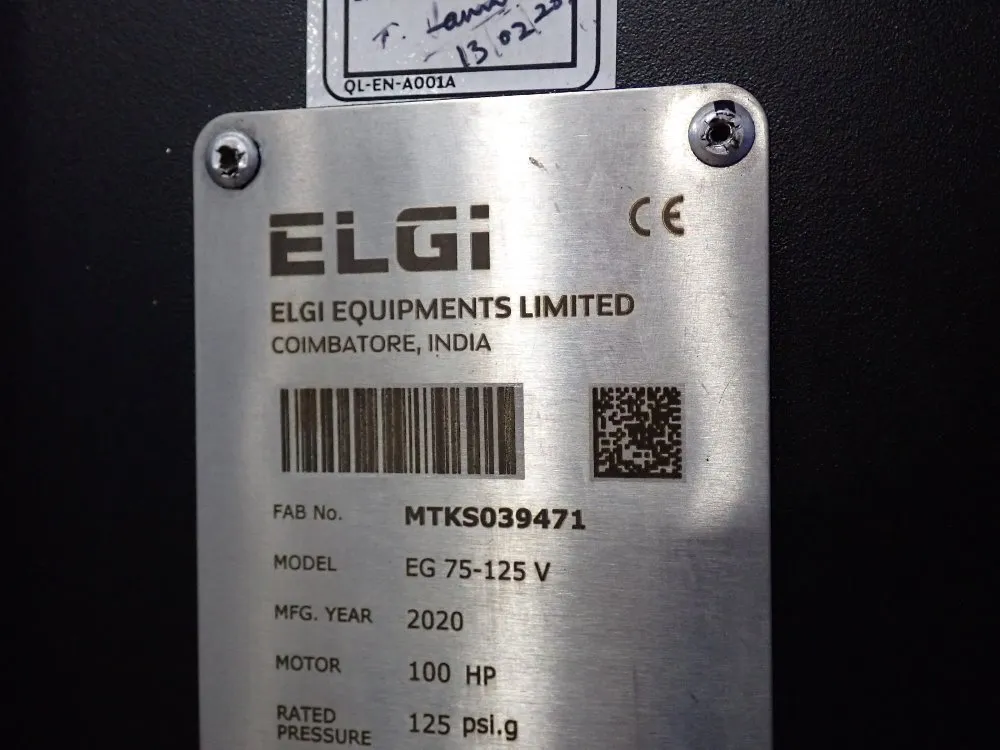 Elgi 100 Hp Air Compressor - Cg 75-125v