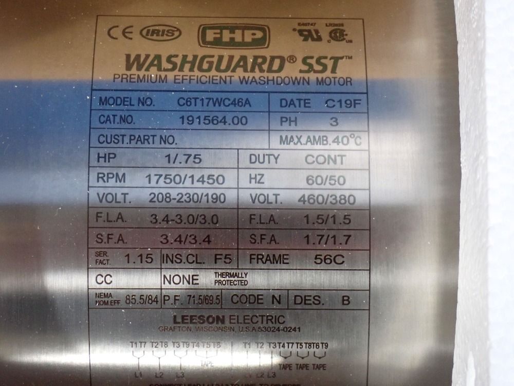 Leeson Electric Corp. 1 Hp Motor - C6t17wc46a