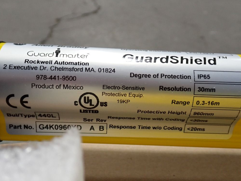 Allen-bradley Protective Height: 960 Mm (37.8 In) Safety Light Curtain - Bulletin 440l (ser. A, Rev. B)