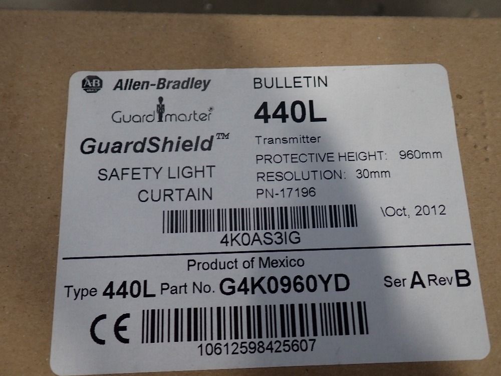 Allen-bradley Protective Height: 960 Mm (37.8 In) Safety Light Curtain - Bulletin 440l (ser. A, Rev. B)