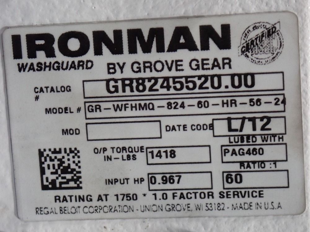 Regal Beloit America Inc. Ratio 60:1 Gear Reducer - Gr-wfhmq-824-60-hr-56-24