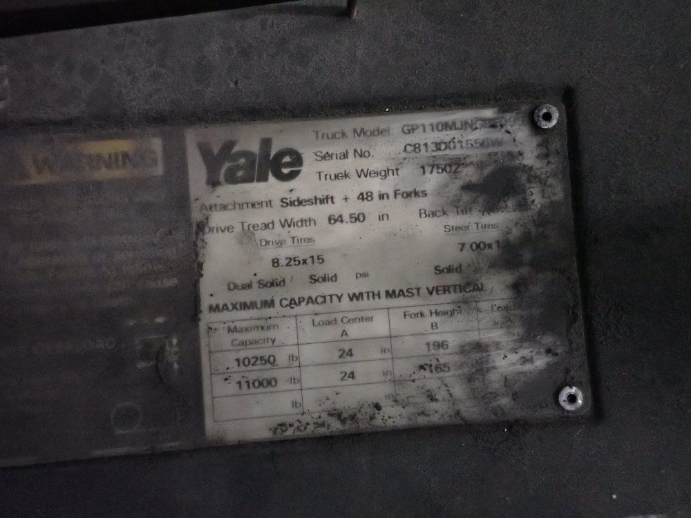 Yale 11,000# Gas Forklift - Gp110mincbk099