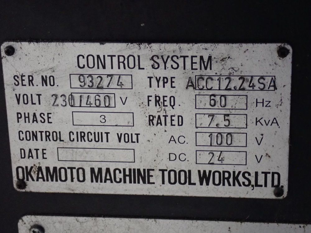 Okamoto Okamoto Acc 1224sa Surface Grinder