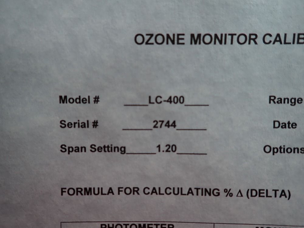 Pci-wedeco Inc. 0-10 Ppm Ozone Monitor, Manual Pressure - Lc-100