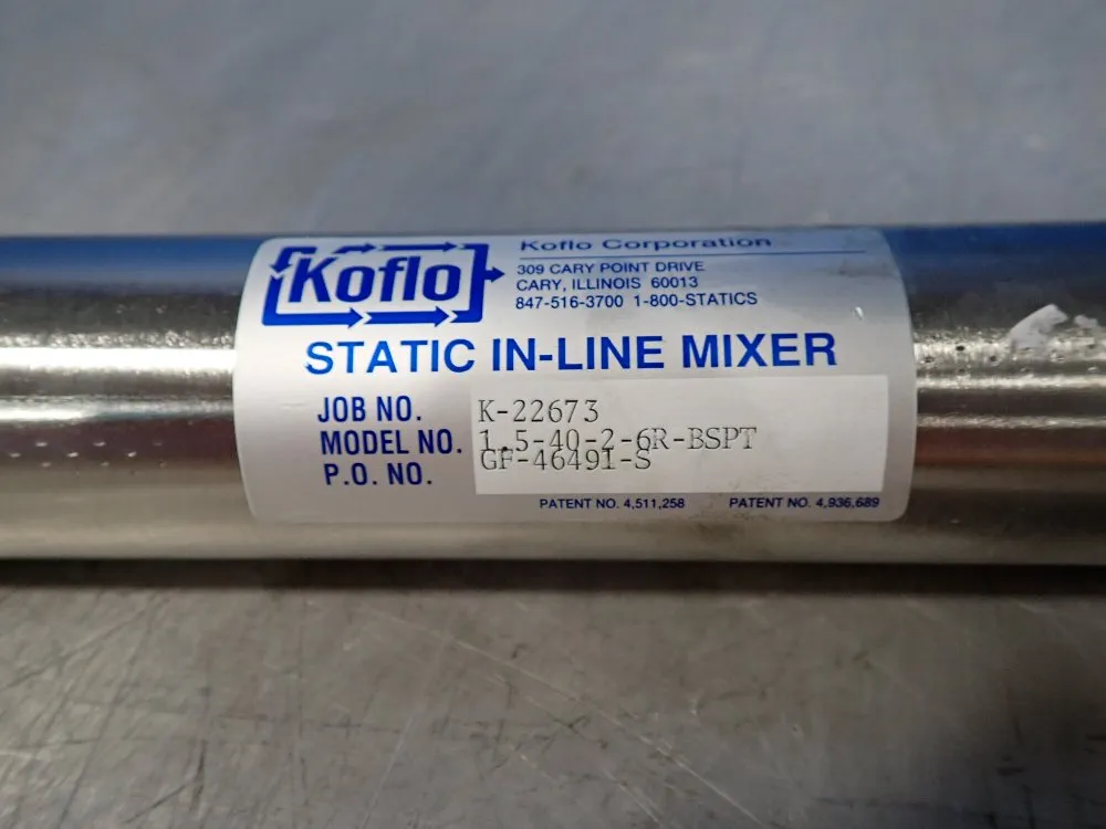 Koflo Static In-line Mixer - 1.5-40-2-6r-bspt