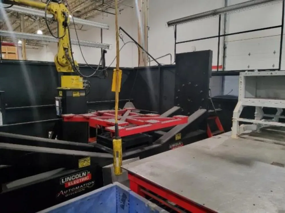 Fanuc / Lincoln Electric Robot Weld Cell W/ Positioner - Arc Mate 120ib/10l