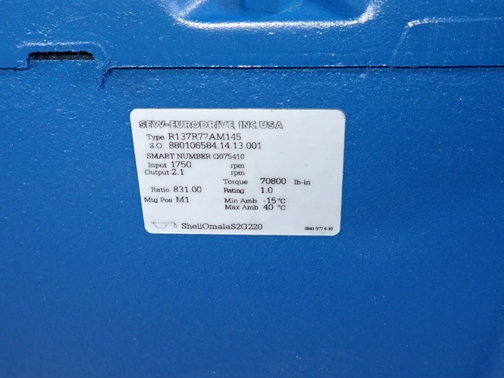 Sew Eurodrive 831.00 Ratio Gear Reducer - R137r77am145