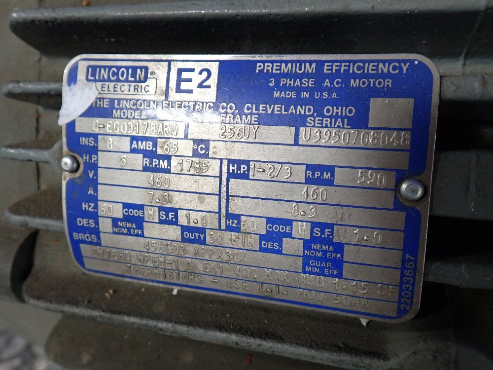 Lincoln Electric 5 Hp Motor - D-eg0317barq