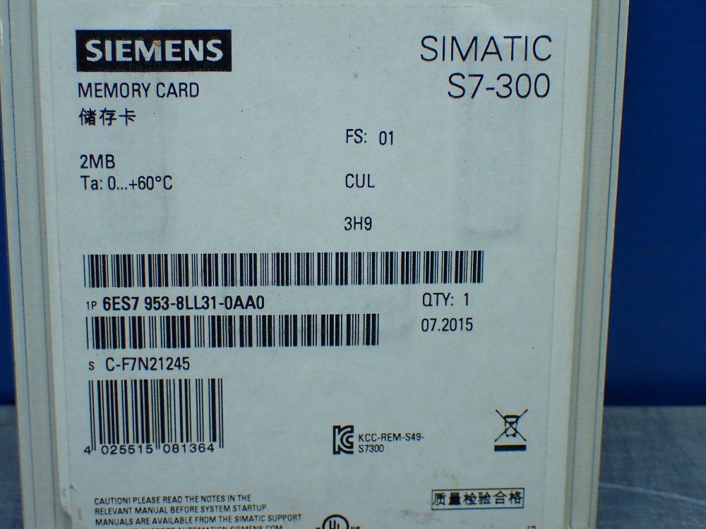 Siemens 6es7 953-8ll31-0aa0 Simatic S7-300 Memory Card - 6es7 953-8ll31-0aa0