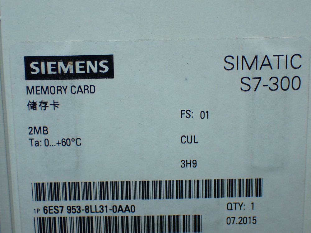 Siemens 6es7 953-8ll31-0aa0 Simatic S7-300 Memory Card - 6es7 953-8ll31-0aa0