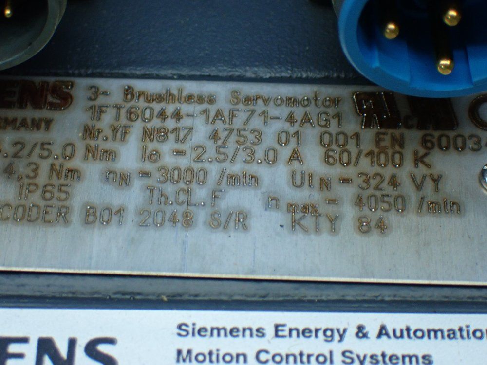 Siemens Brushless Servo Motor - 1ft6044-1af71-4ag1