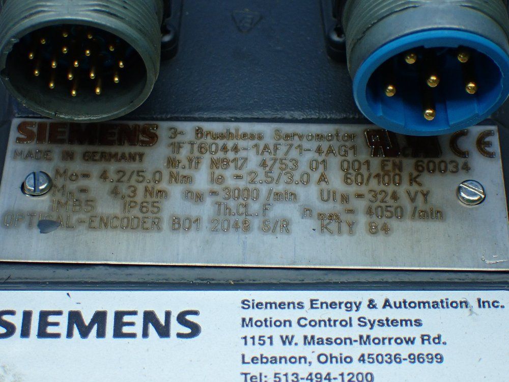 Siemens Brushless Servo Motor - 1ft6044-1af71-4ag1