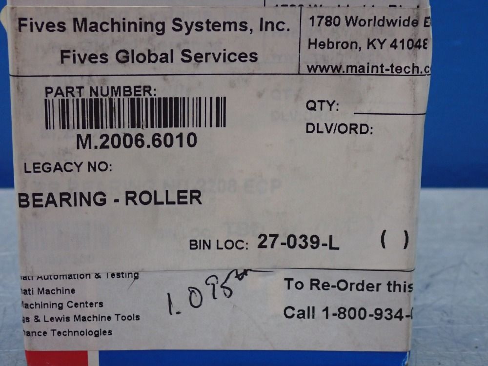 Skf Ball Bearing, 1.575" Bore - Nu-2208-ecp