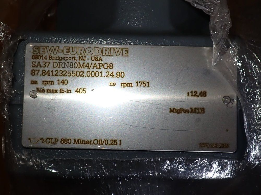 Sew Eurodrive 1 Hp Gear Drive - Sa37 Drn80m4/apg8