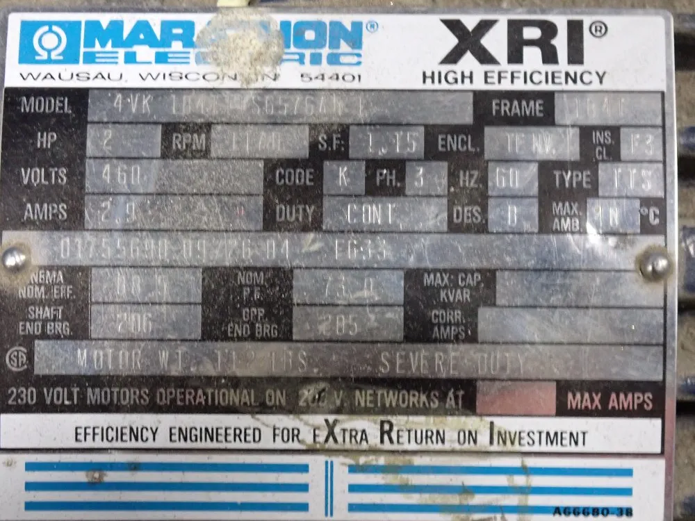 Marathon Electronic 2 Hp Motor - 4vk184ttt56576anl