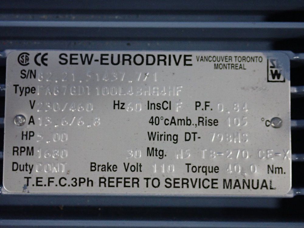 Sew-euro Drive 5 Hp Gear Drive