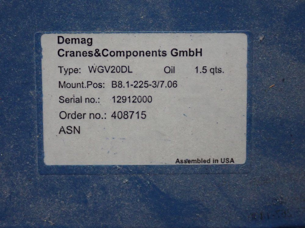 Demag Gear Drive - Wgv20dl