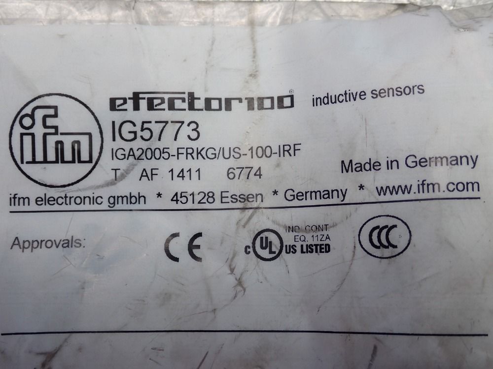 Efector Ifm Inductive Sensor, M12 Connector - Iga2005-frkg/us-100-irf Rt-ig5773