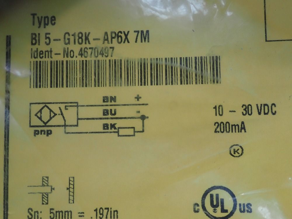 Turck Cable, Proximity Sensor - Bi5-g18-ap6x 7m