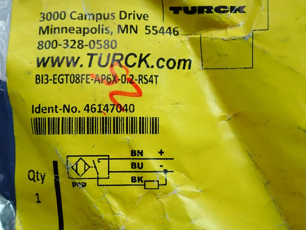 Turck Cable, Inductive Sensor - Bi3-egt08fe-ap6x-0.2-rs4t