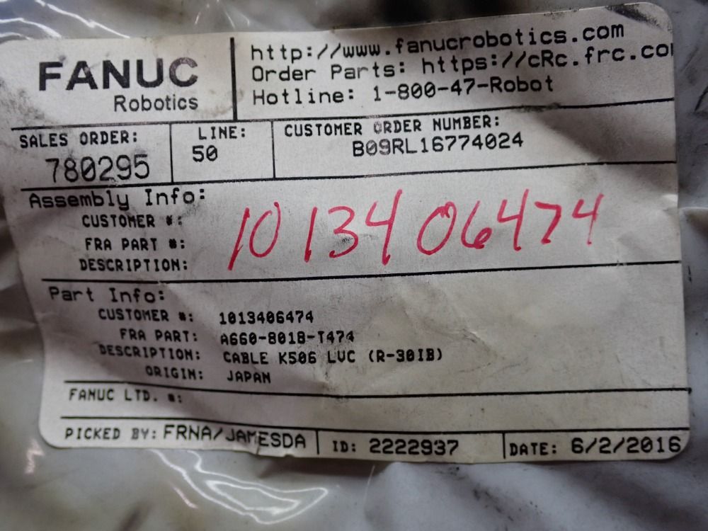 Fanuc Robotics Connecting Cable - A660-8018-t474