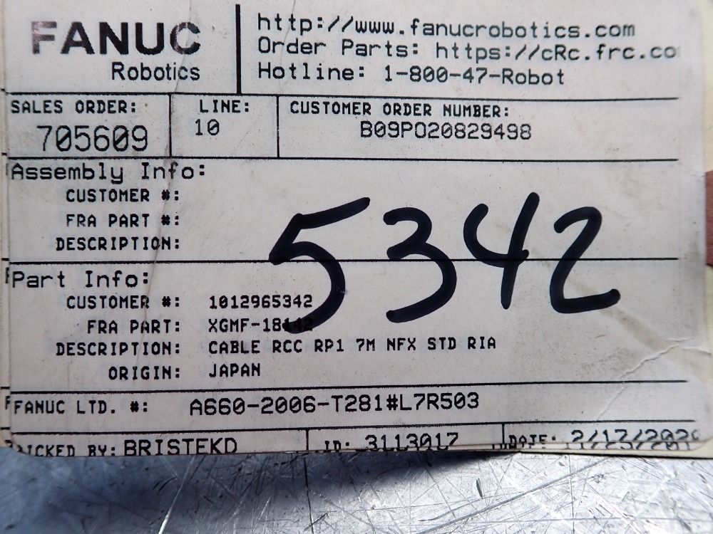 Fanuc Cable, Robotics - A660-2006-t281#l7r503