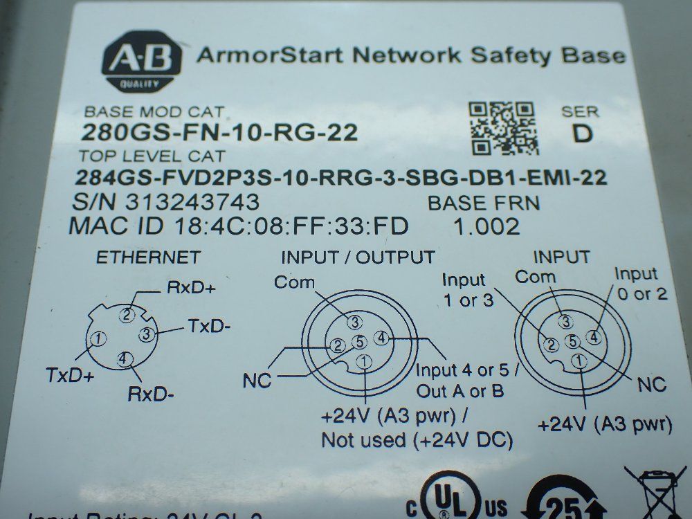 Allen-bradley Armorstart Safety Control Module W/280gs-fn-10-rg-22 - 284gs-fvd2p3s-10-rrg-3-sbg-db1-emi-22